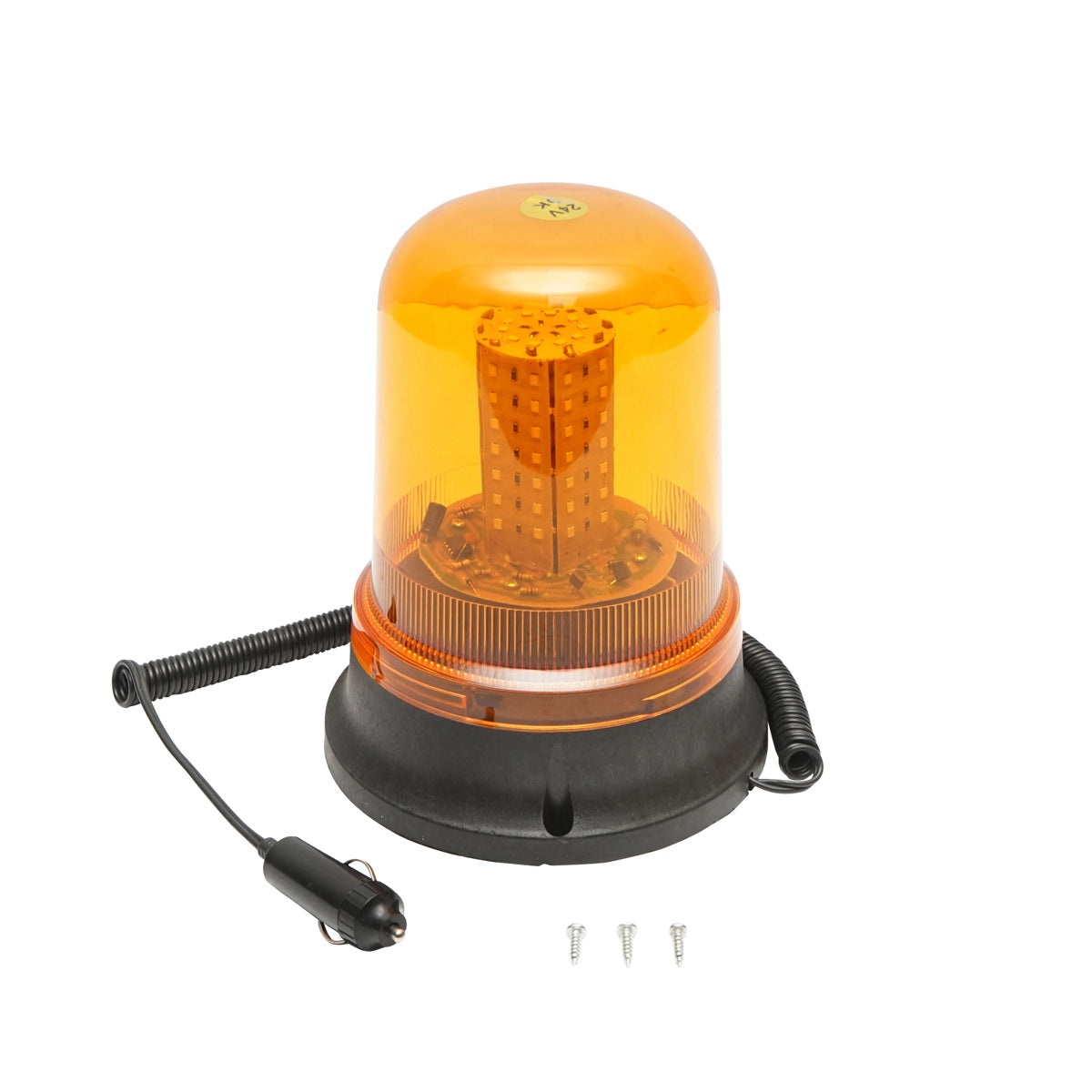LED/SMD warning light 24V with magnetic base and cigarette lighter power supply