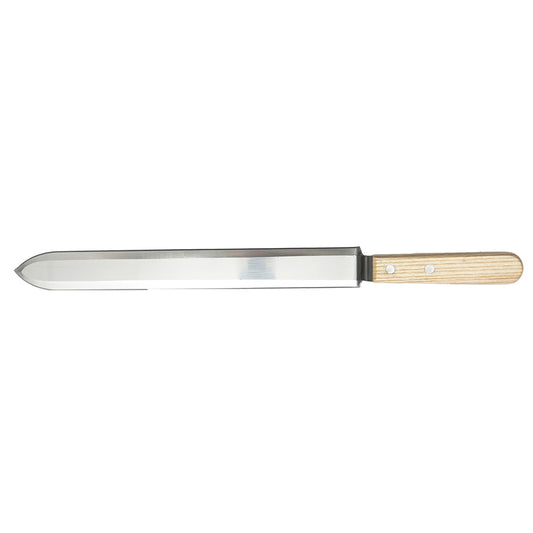 Inox applicator knife with straight blade and wooden handle 400mm
