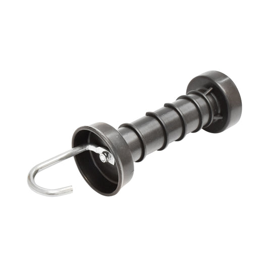 Black gate handle with hook and electric fence arc Mezofarm