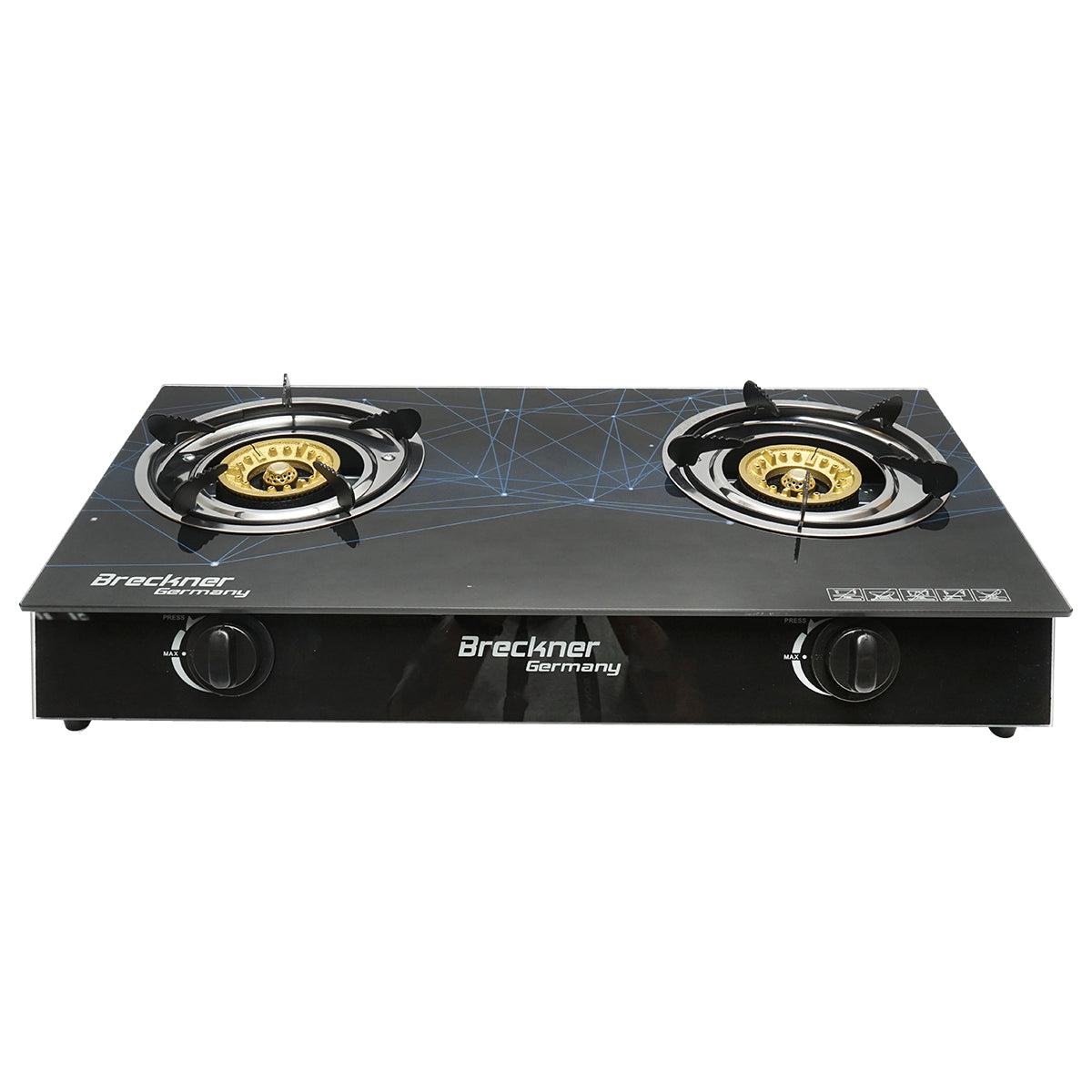 Stove, 2-burner cast iron hob 3KW, tempered glass 700x380x94mm Breckner Germany
