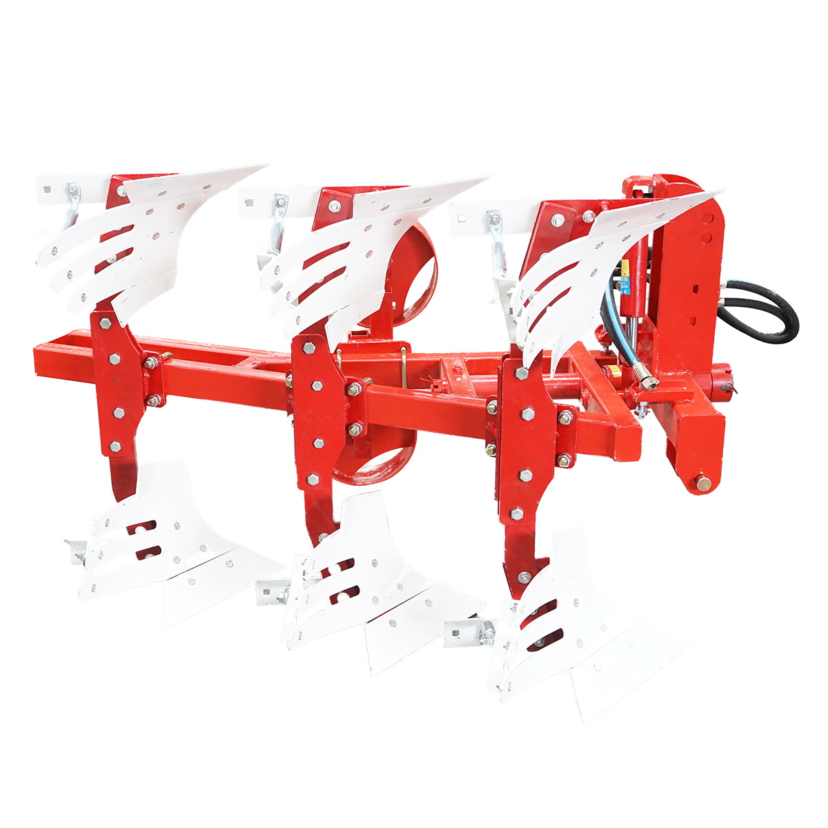 Agricultural plow with 3 reversible hydraulic bodies, Konig Traktoren serrated shares.