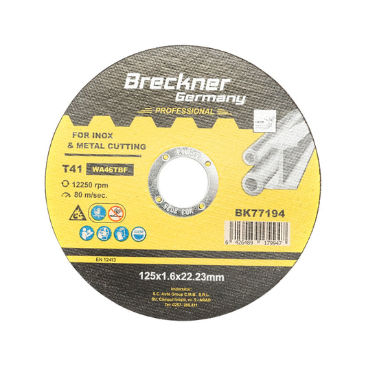 Flex disc for cutting and polishing stainless steel T41 125x1.6x22mm Breckner Germany