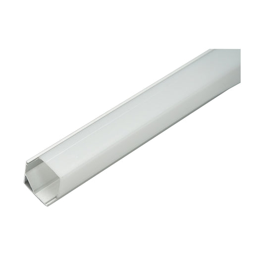 Aluminum profile LED strip 15.8x15.8x2000mm, applied at interior corner 90 degrees with frosted diffuser, maximum strip 12mm Breckner Germany