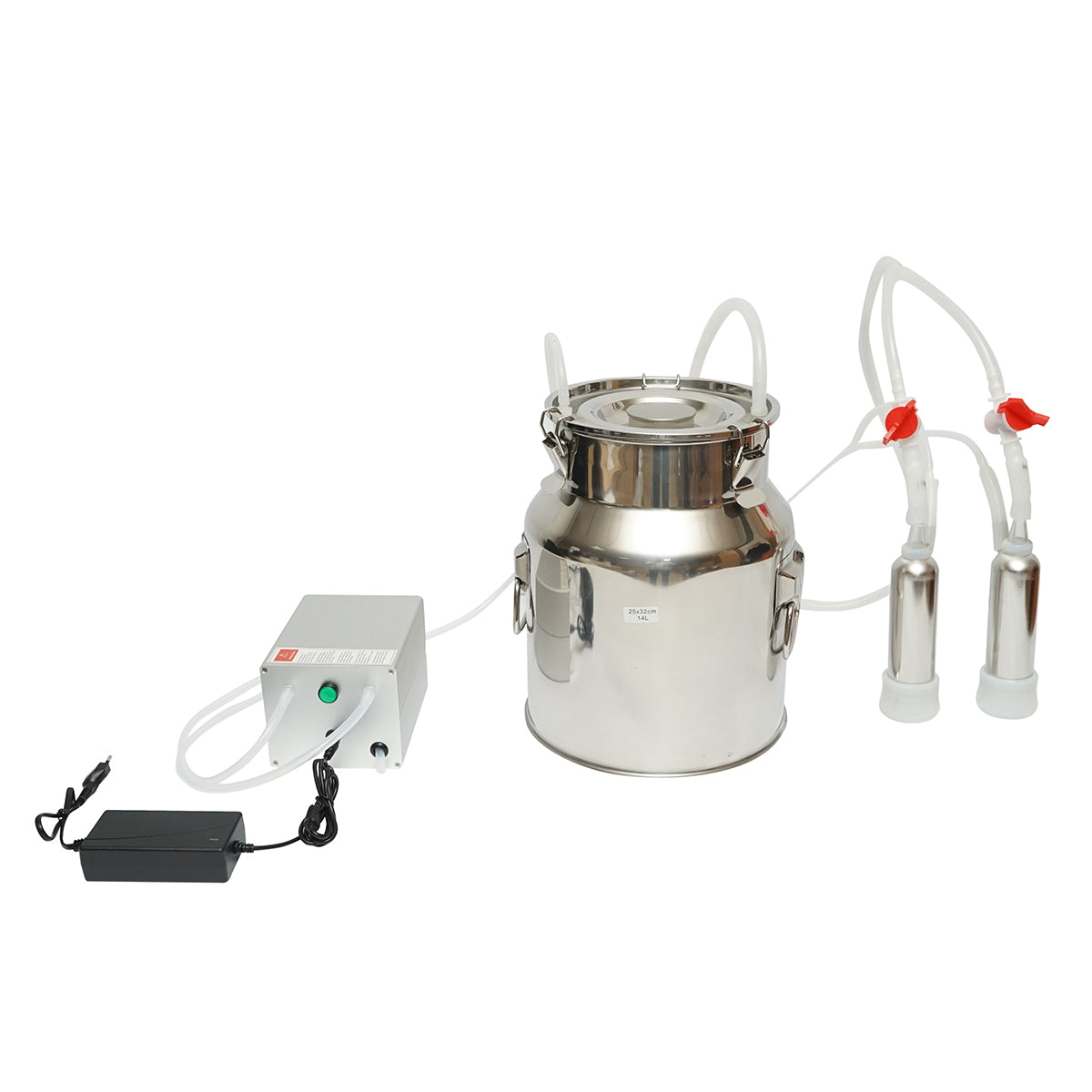 Portable milking machine 60W with 1 station for cows, 14L stainless steel tank