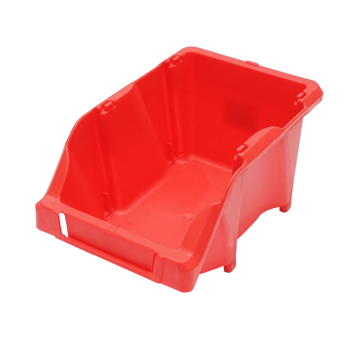 Red plastic storage box 195x125x95mm