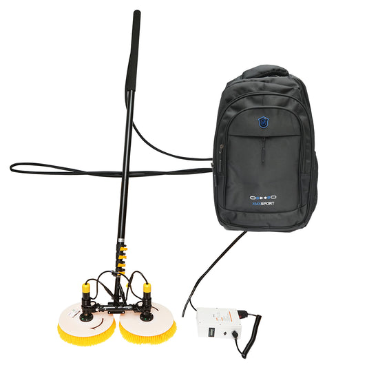 Solar panel cleaning system with 2 brushes, 24V/26Ah battery and arm up to 7.5 m