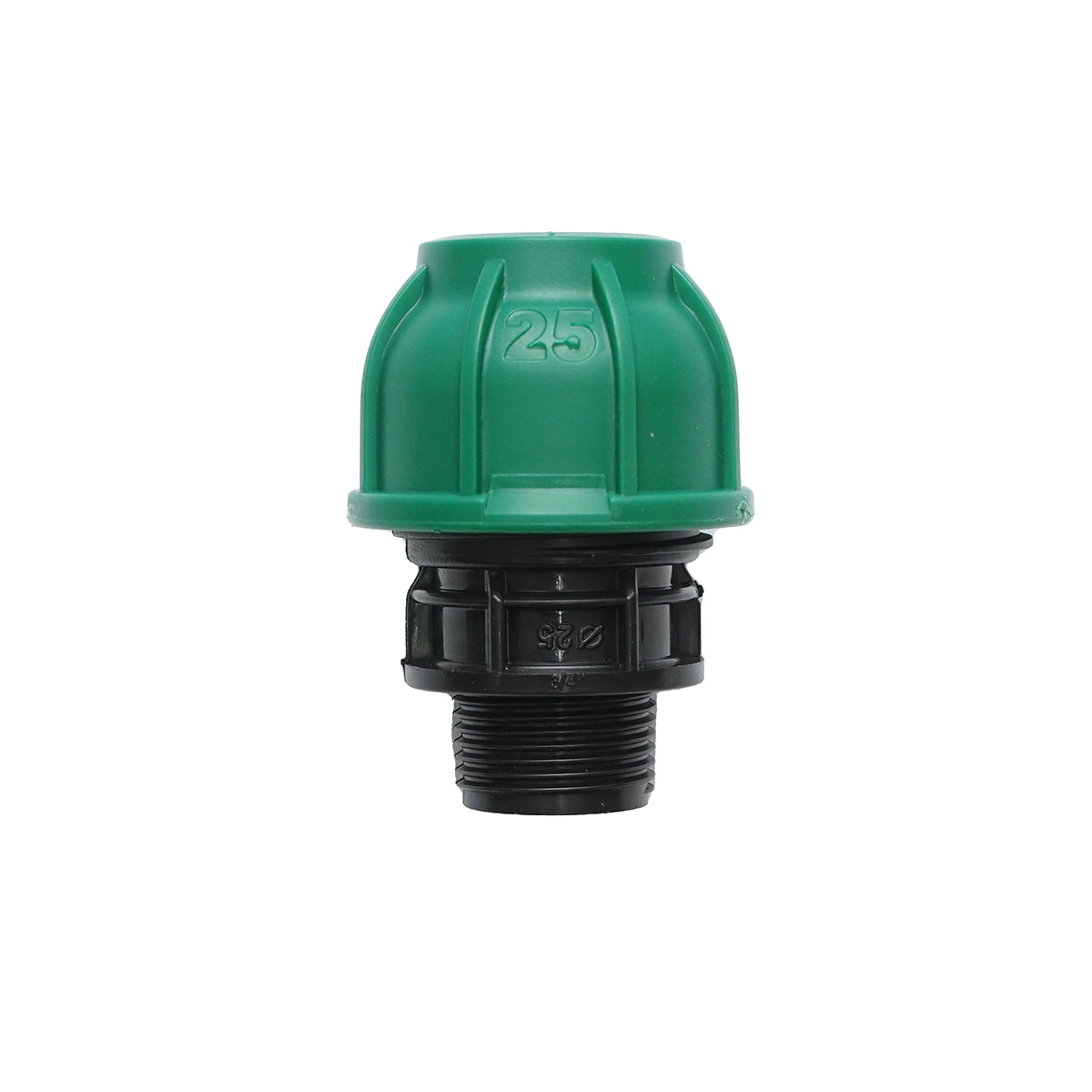 Compression fitting with external thread D25mmx3/4 toll, PN10 Bar for irrigation systems