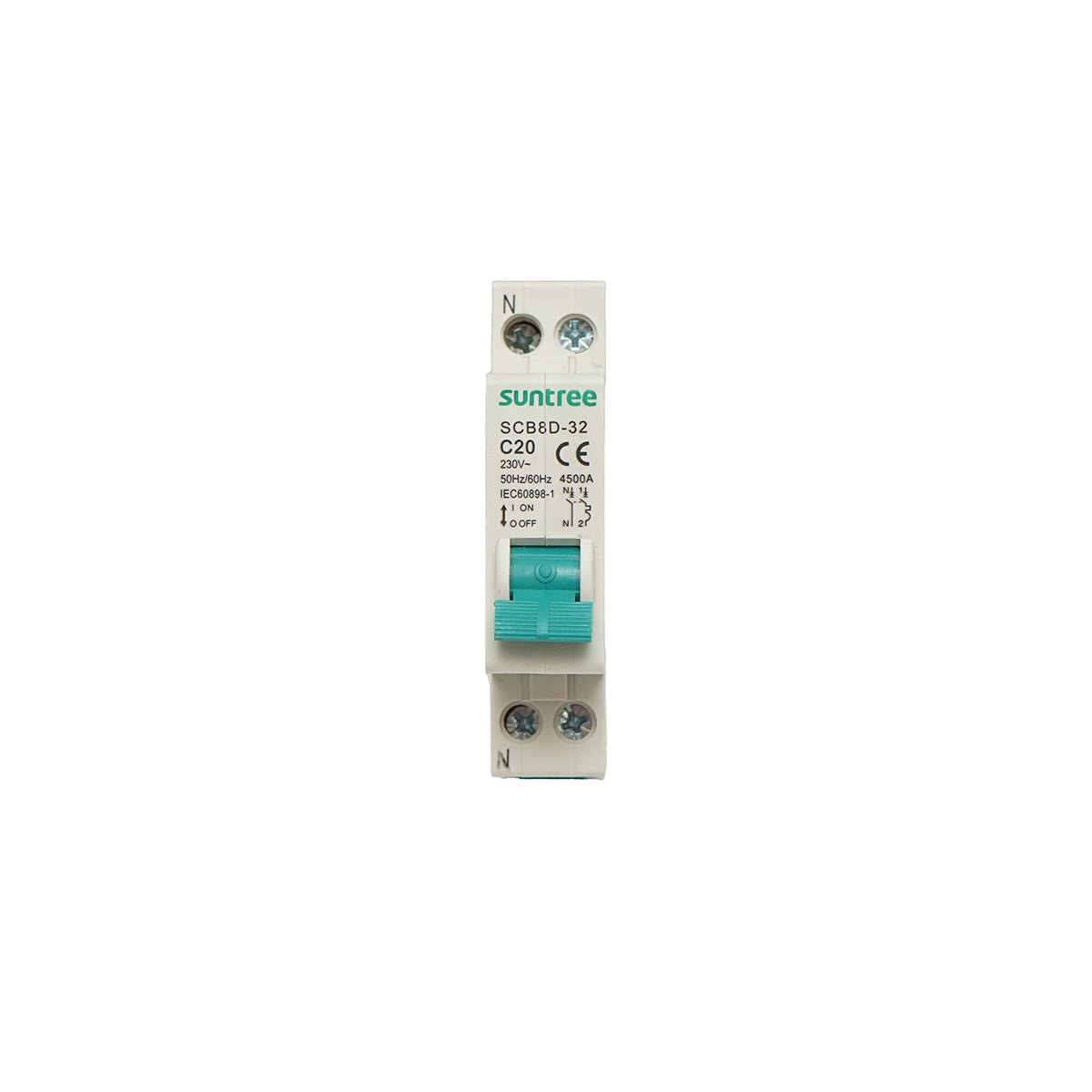 Bipolar automatic circuit breaker 1P+N, 20A, 4.5kA Suntree