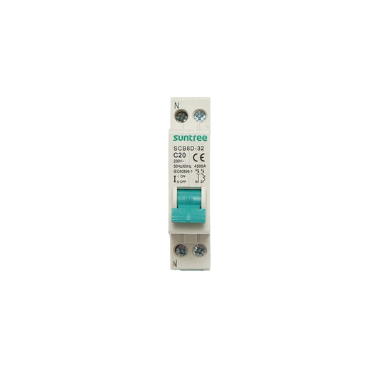 Bipolar automatic circuit breaker 1P+N, 20A, 4.5kA Suntree