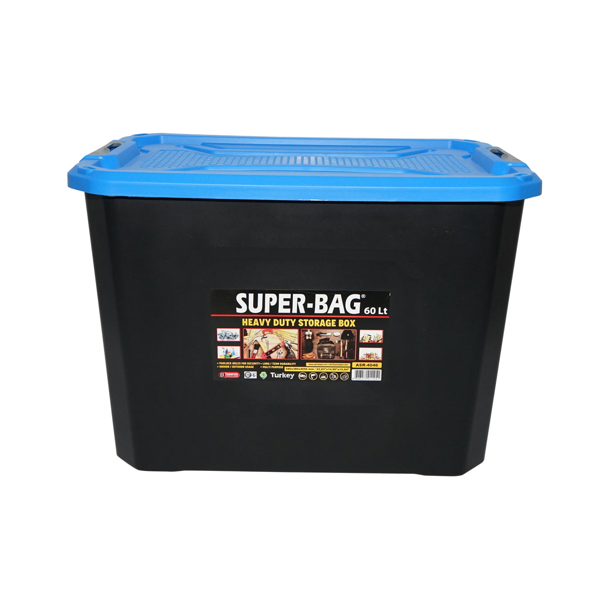 Box, heavy duty storage box 60L with lid, red 580x380x405mm Breckner Germany