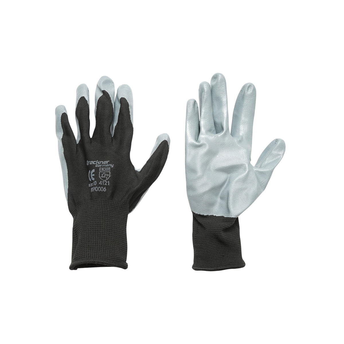 Black-gray nitrile coated synthetic work gloves size 10 Breckner Germany