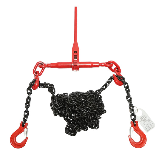 Anchor chain for heavy machinery with a ratchet tensioning device, load capacity 4T, chain length 6m, link thickness 8mm.