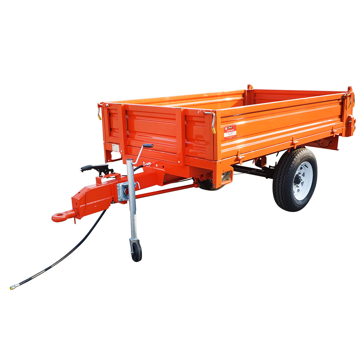 1-ton tipper trailer with electrical system, single axle, and 185R14 tires