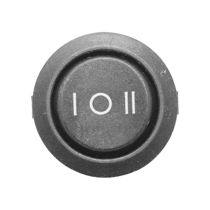Universal round switch 3 pins fi 20mm with dead point ON-OFF-ON I-O-II 6A 250VAC/10A 125VAC