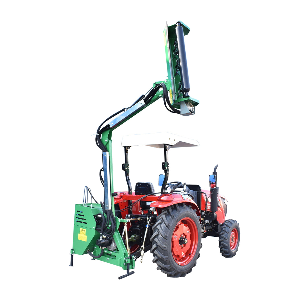 Articulated hydraulic arm mounted with 800mm choppers for hedge trimming