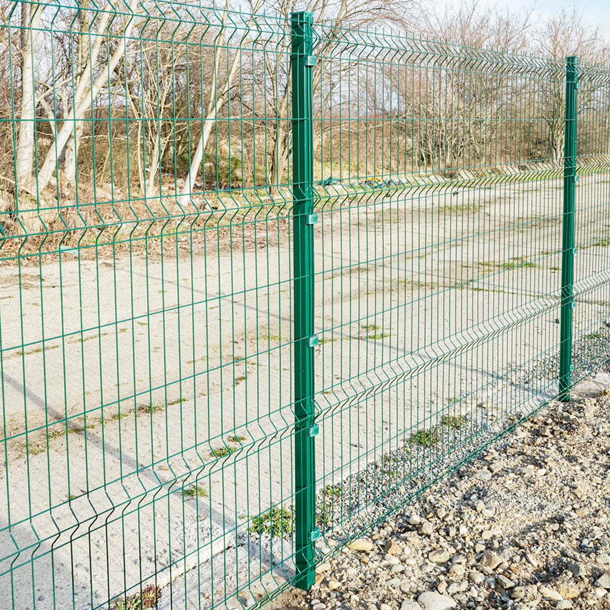 Post for fence panel/net 2430x50x50mm, RAL6005 with net fixing clamps