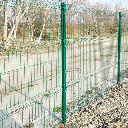 Post for fence panel/net 2430x50x50mm, RAL6005 with net fixing clamps