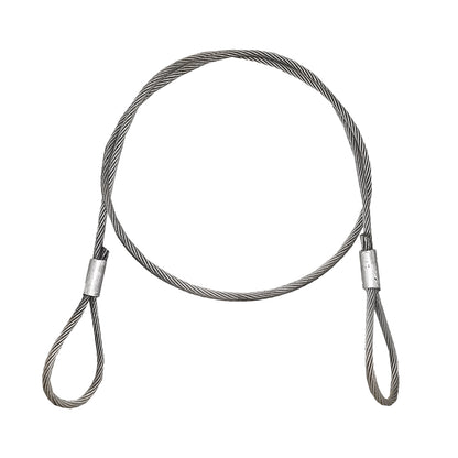 Steel cable/winch rope with a thickness of 20mm and a length of 4m with rings for towing or lifting