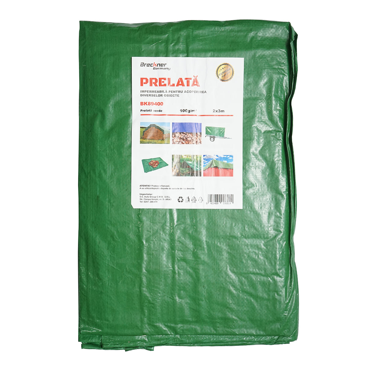 Green net tarpaulin with fastening eyelets 100g/m2 2x3m Breckner Germany