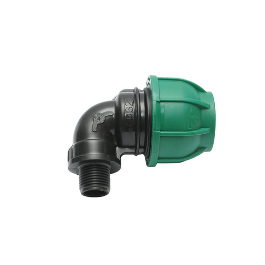 Compression fitting with external thread D32mmx1/2 inch, PN10 Bar for irrigation systems