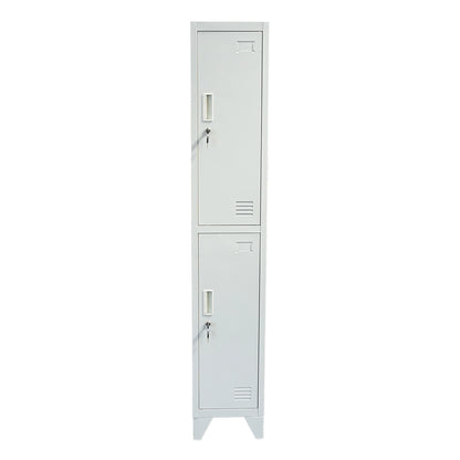 Double metal wardrobe cabinet type locker with 2 secured doors 1850x380x450mm, grey Breckner Germany