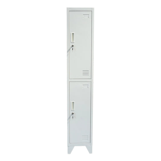 Double metal wardrobe cabinet type locker with 2 secured doors 1850x380x450mm, grey Breckner Germany