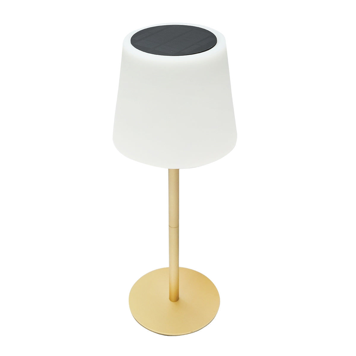 LED solar table lamp 2W, solar panel 0.7W, battery 3.7V 1200mAh, USB 5V 1A, golden Breckner Germany