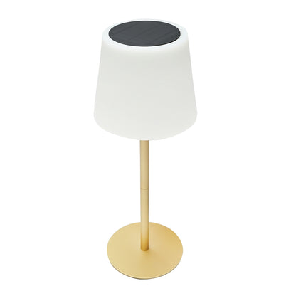 LED solar table lamp 2W, solar panel 0.7W, battery 3.7V 1200mAh, USB 5V 1A, golden Breckner Germany