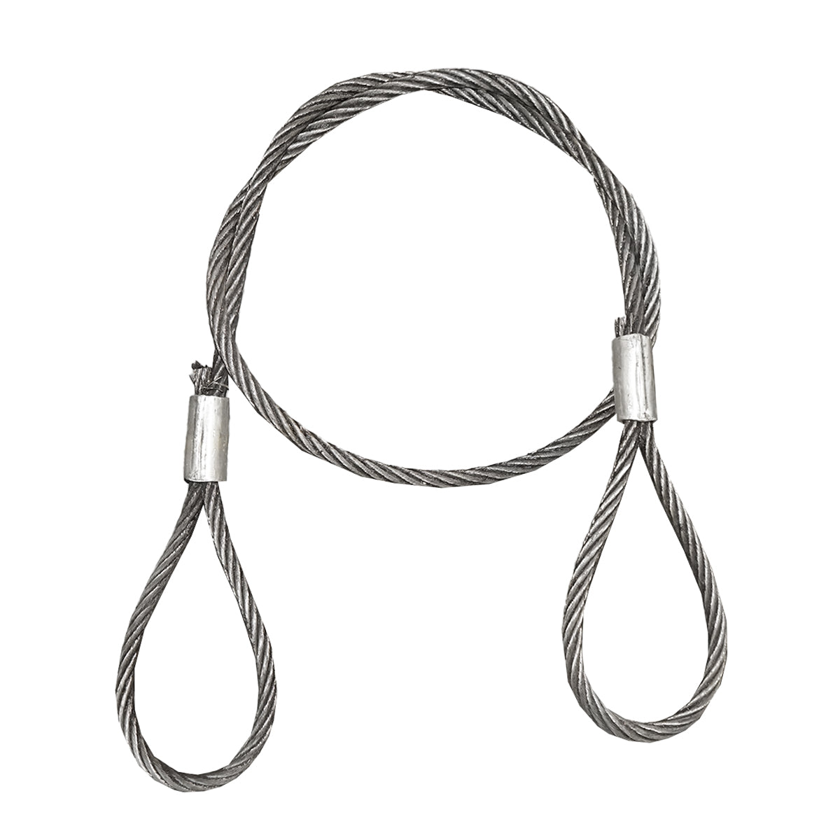 Steel cable/winch rope with a thickness of 24mm and a length of 4m with rings for towing or lifting