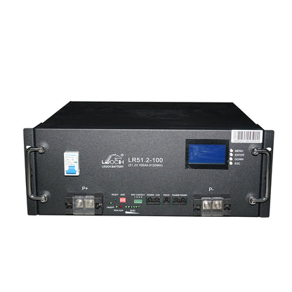 Lithium storage battery 5.12KW LifePo4 51.2V, 100Ah with BMS, LCD display, temperature protection, parallel connection Leoch Battery
