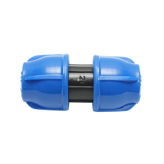 Equal compression fitting D20x20mm, PN16 for irrigation systems.