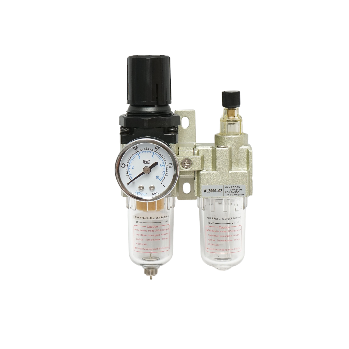 Air filter and lubricator with a maximum pressure regulator of 1 MPa, 1/4 connection