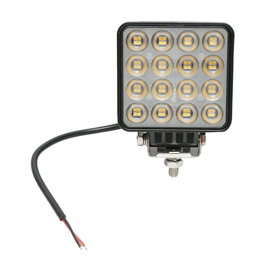 Square LED floodlight projector 12-48V, 48W, 3000K aluminum housing 110x110x45mm