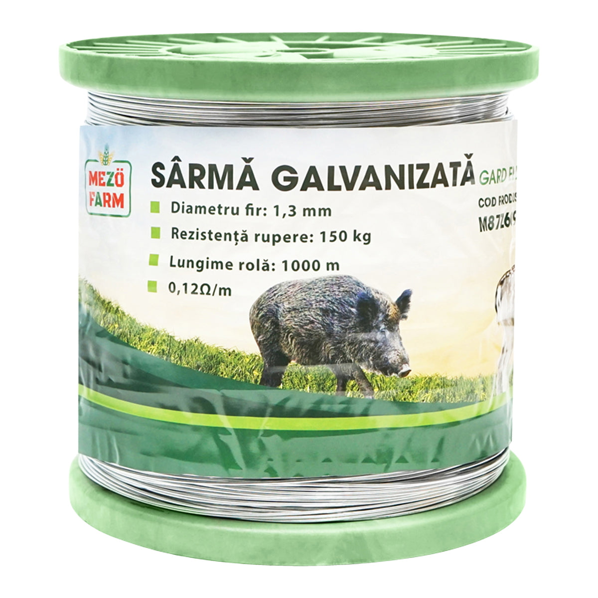 Galvanized wire for electric fence 1.3mm x 1000m Mezofarm