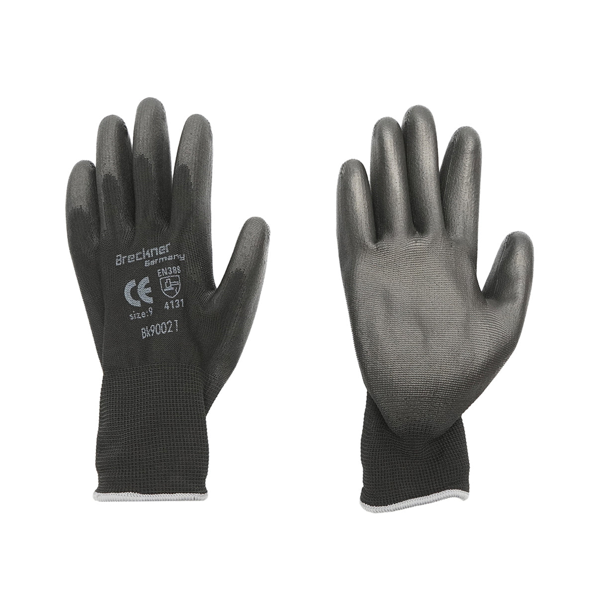 Synthetic work gloves, rubberized black, size 9, Breckner Germany