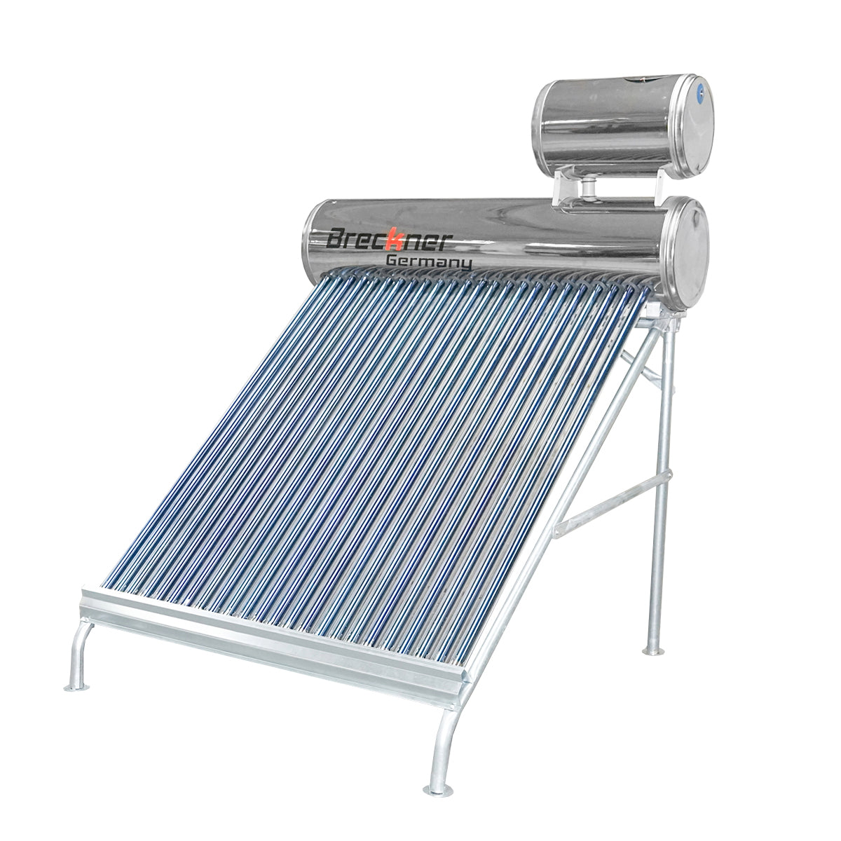 Unpressurized stainless steel solar panel with 24 tubes for hot water, 170L boiler, 1650x2200x1820mm Breckner Germany