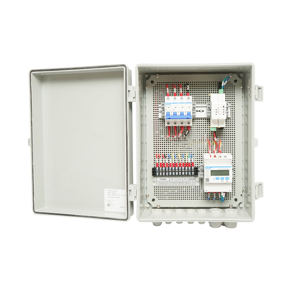 Anti-reflux box, monitoring with a three-phase smart meter, IP65, 2.4G, Wi-Fi + Ethernet, RS485.