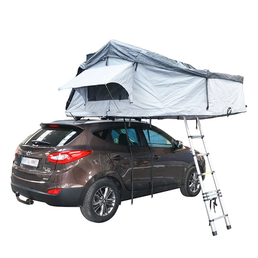 Waterproof car tent for 2 people, ceiling attachment with extension, platform, and ladder