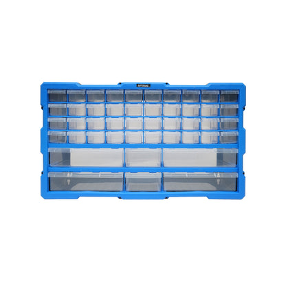 Modular blue plastic storage box, 46 drawers 620x157x360mm Breckner Germany