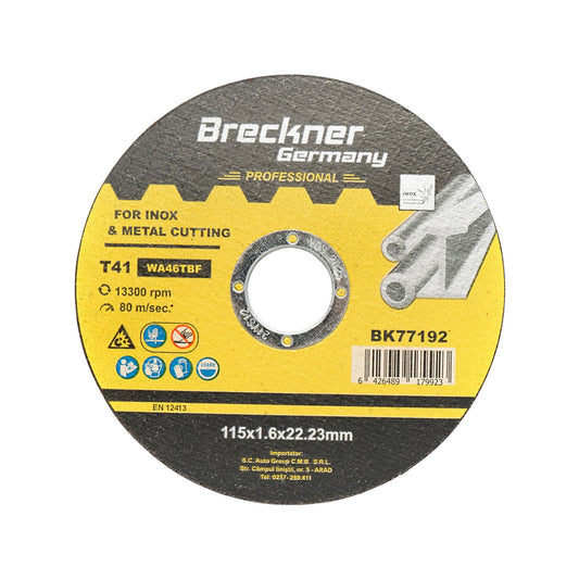 Flex disc for cutting and polishing stainless steel T41 115x1.6x22mm Breckner Germany