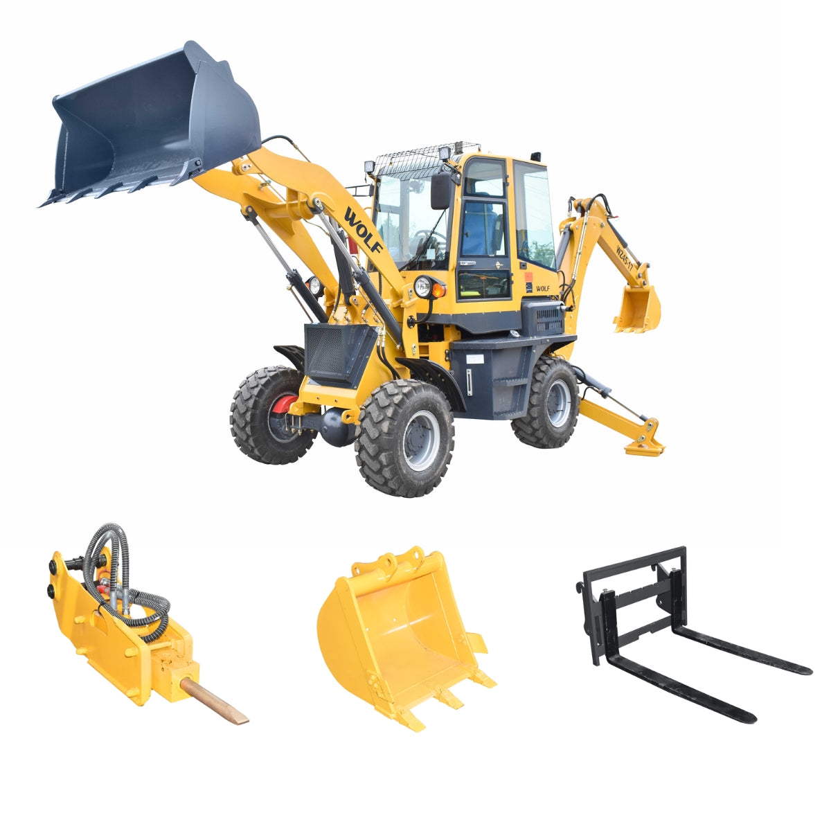 Wolf 1.6T Backhoe Loader, 52HP WZ45-17