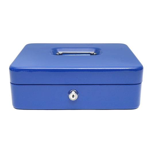 Metal box for money with lock and 2 blue keys, 250x200x90mm