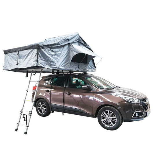 Waterproof car tent for 3 people, ceiling attachment with extension, platform, and ladder