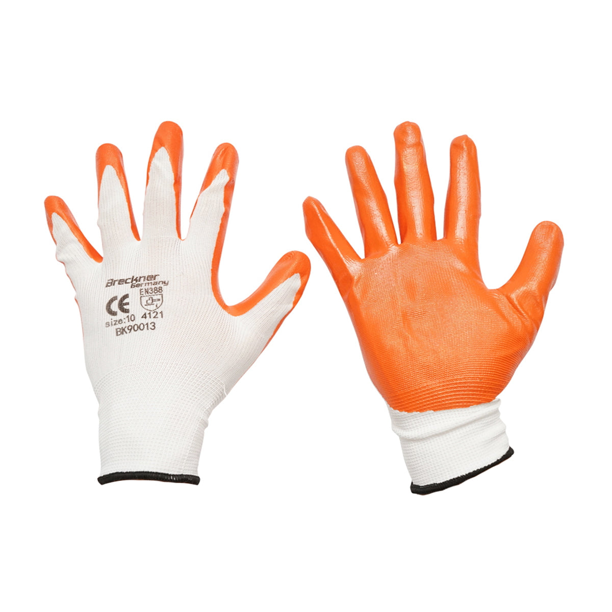Synthetic rubber work gloves white-orange size 10 Breckner Germany