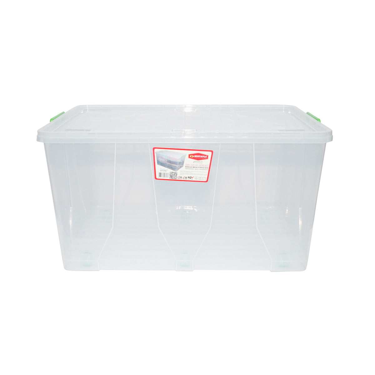 Storage box 120L with lid and wheels made of transparent plastic 800x515x420mm