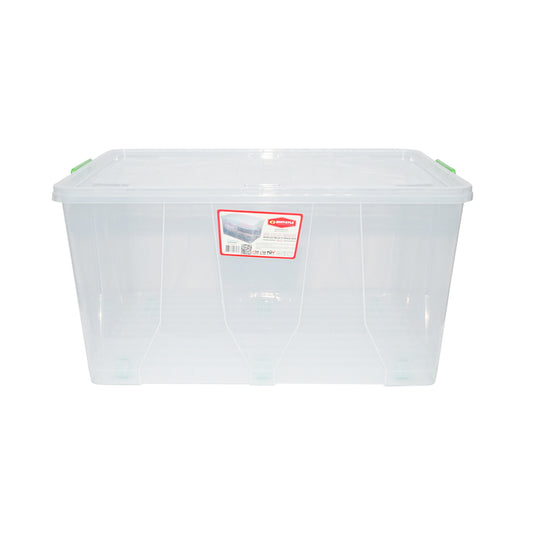 Storage box 120L with lid and wheels made of transparent plastic 800x515x420mm