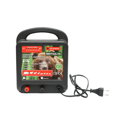 14 Joule pulse generator for electric fence 230V, 120Km Britmann
