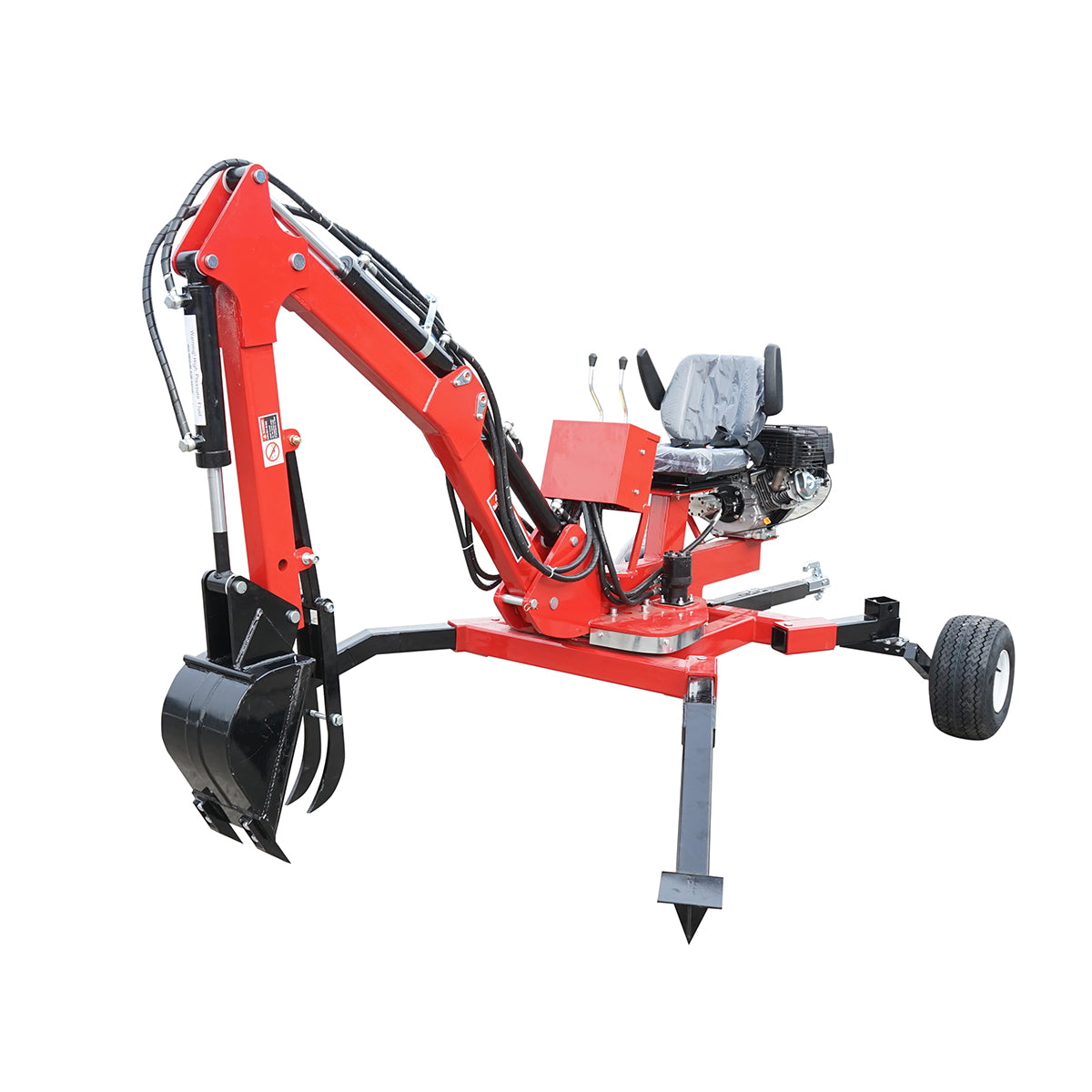 Mini excavator for ATV with 15Hp engine, 420CC gasoline, towable, 360 degree rotation