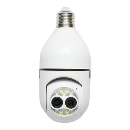 Smart bulb PTZ dual lens surveillance camera, WIFI 2.4G 1080P, E27 bulb type with motion sensor, human detection and iCSee application