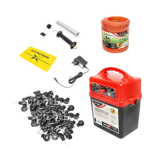 Electric fence kit 9-12V/220V, 1 Joule, wire length 1000m Breckner Germany